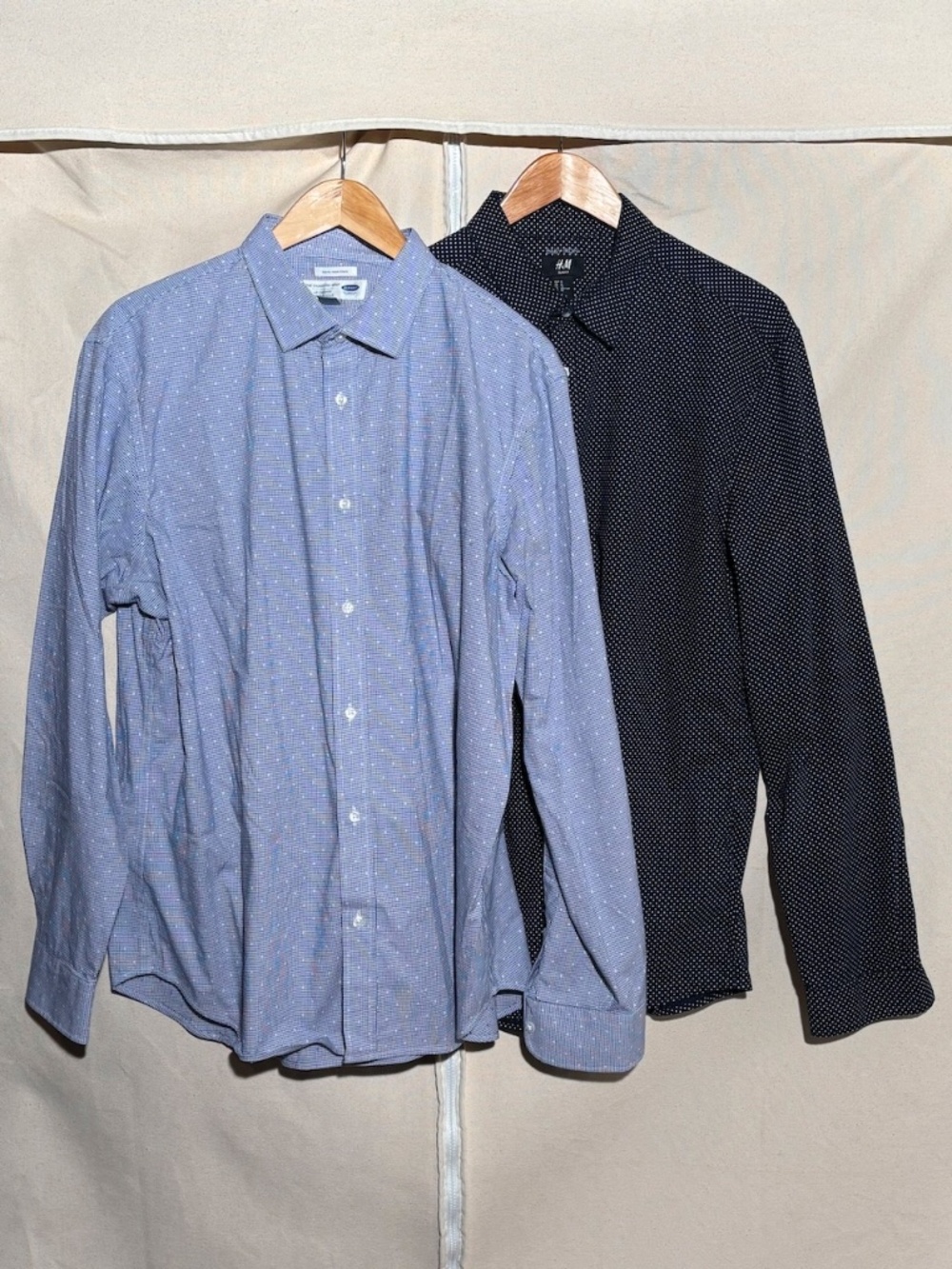 Bundle Two Men's Button-down Long-Sleeve Shirts H&M Old Navy Slim Fit XL Blue